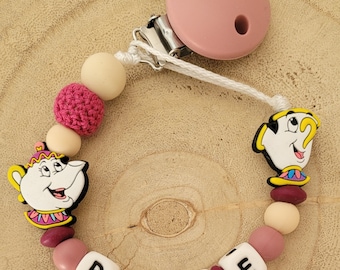 Personalized Beauty and the Beast pacifier clip