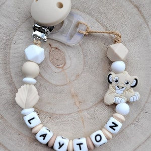 Personalized Simba pacifier clip