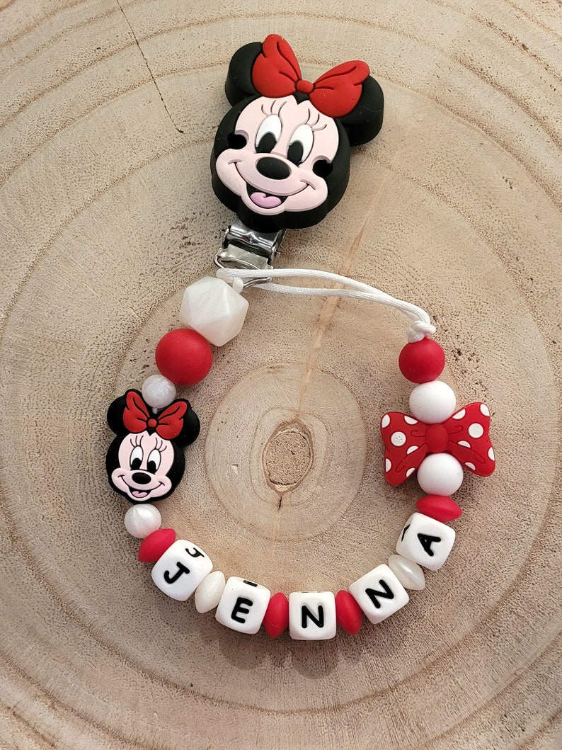 Personalized Minnie pacifier clip image 1