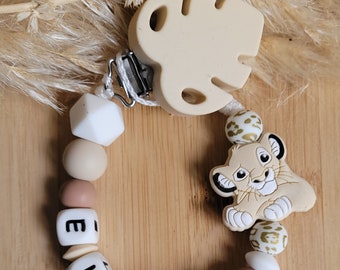 Personalized Simba leopard pacifier clip