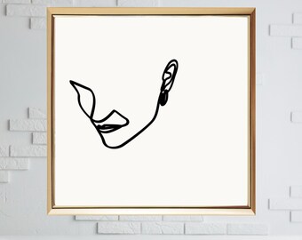 Minimalist Face Line Art Print, Black and White Abstract (Digital Download)