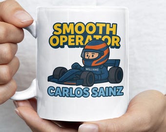 Carlos Sainz Williams F1 Mug | Funny Coffee Cup Gift | Smooth Operator Racing Design for Formula One Fans, Secret Santa Christmas Gift Ideas