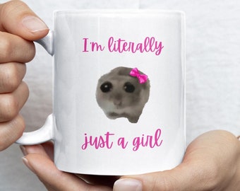 Tazza da caffè con meme "Sono letteralmente solo una ragazza criceto"