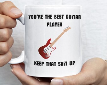 Taza de cerámica con diseño de guitarra eléctrica, regalo novedoso para guitarristas.