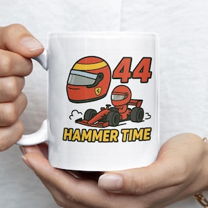 Tazza Lewis Hamilton Ferrari / "Hammer Time" - Regalo per appassionati di corse