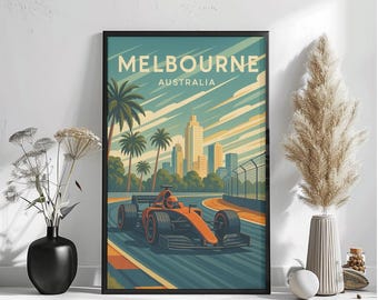 „Melbourne Grandprix“ Poster – Vintage Formel 1 Kunstdruck