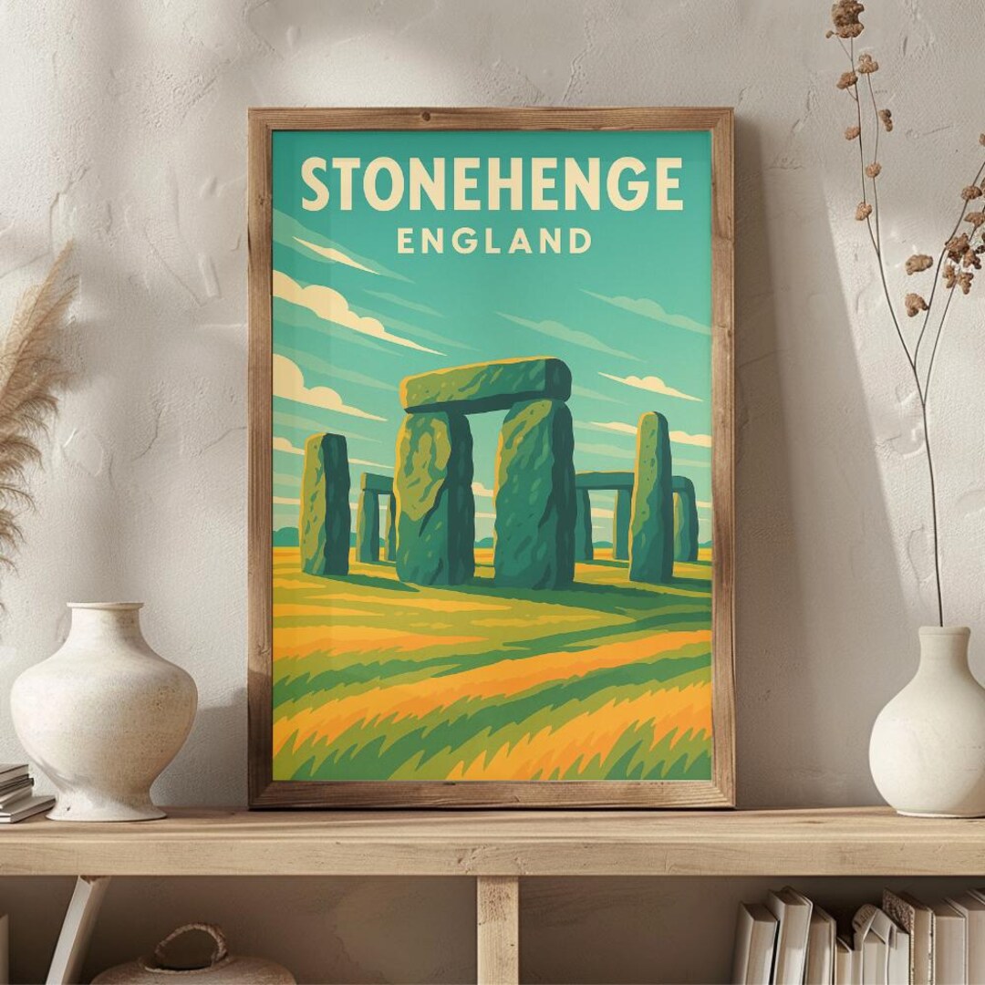 Stonehenge England Vintage Travel Poster | Retro Ancient Monument Art ...