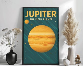 Affiche Jupiter Planet - Espace de style rétro Impression artistique