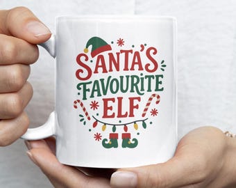 Santa's Favourite Elf Christmas Mug - Funny Secret Santa Gift, Holiday Coffee Cup for Christmas Lovers, Festive Gift Idea, Kid Son Him Her