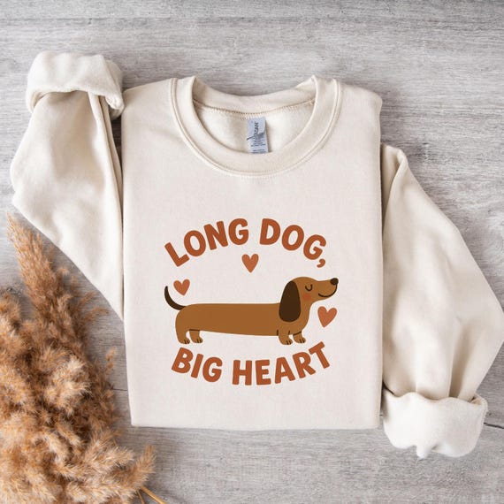 Funny Dachshund Sweatshirt Long Dog Big Heart Sausage Dog Jumper - Main Image