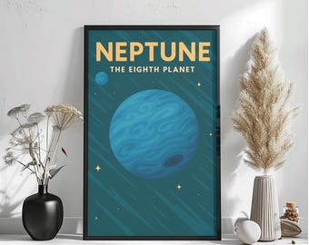 Neptune Retro Planet Poster – Vintage Space Art Print