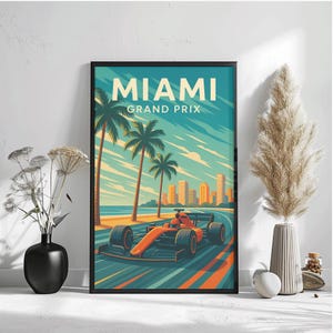 Miami Grand Prix F1 Poster - Vintage Style Formula One Art Print | Hard Rock Stadium Circuit USA | Secret Santa Christmas Gift Ideas For Him