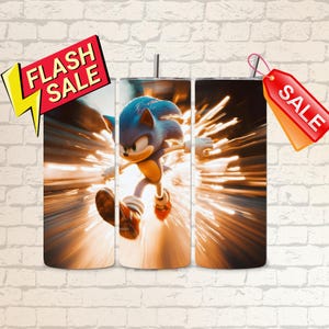 3D Cute Sonic Splash Tumbler Wrap, Sonic Colorful Tumbler Wrap Sublimation Design PNG, 20oz Skinny Straight & Tapered Sonic Tumbler Wrap
