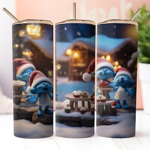 Smurfs Tumbler Wrap: 20 oz Skinny Sublimation Design (Digital Download)