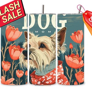 Vaso para mamá envuelto PNG, vaso para mamá con perro, regalo del día de la madre, diseños de vasos de sublimación para mamá, vaso de 20 oz para mamá, descarga digital