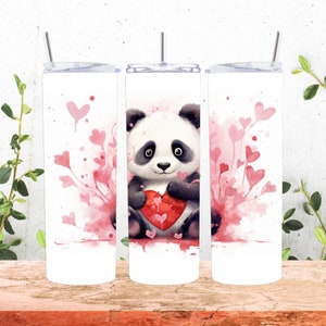 Panda Valentine Tumbler Wrap: 20oz Skinny Sublimation Design (Digital Download)