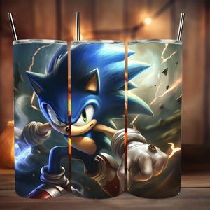 Cartoon Sonic Tumbler Wrap, 20oz Skinny Tumbler Wrap, 20 oz Tumbler Png Sublimation Design, Digital Instant Download Designs