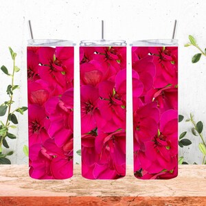 Pink Flowers Tumbler Wrap  Printable Digital Instant Download  Template for 20oz Skinny Tumbler Wrap Sublimation tumbler wrap  PNG