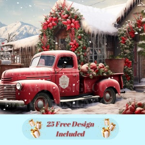 Christmas Truck Tumbler Sublimation Design: Cozy Home Snow (PNG Digital Download)