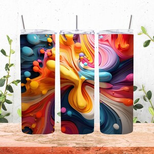 Colorful Paint Drops Tumbler Wrap: 20oz Skinny/40oz Sublimation (Digital Download)