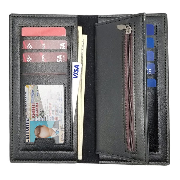 Men Business Bifold Wallet Long Clutch Leather Purse RFID Blocking Card Holder