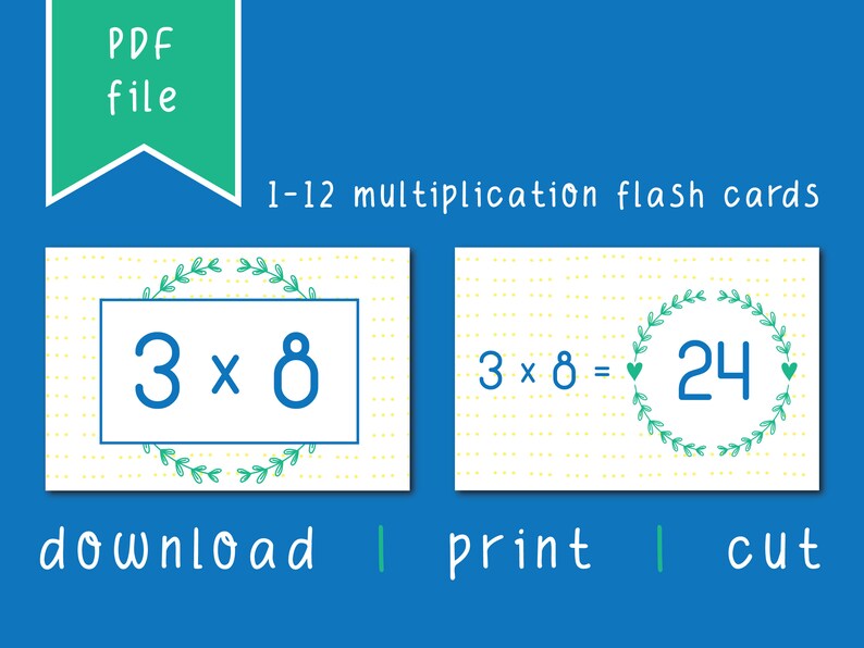 Multiplication Flash Cards for Teachers, Homeschool Printables, Math