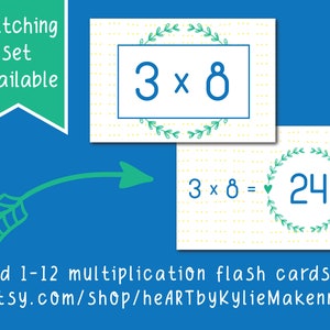 Multiplication Table Printable Cards, 1-12 Times Table Charts, Teacher ...