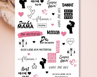Kerzentattoo Muttertag Mama Kerzenfolie Wasserschieberfolie PDF A4 Download