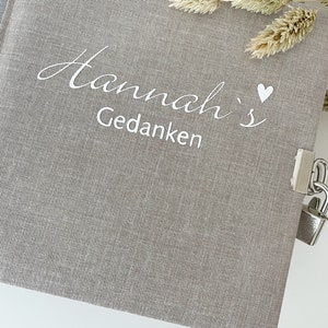 Tagebuch mit Schloss, personalisiert, Leineneinband Bild 3