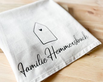 Personalized tea towel drying towel, birthday, housewarming, builders, Christmas