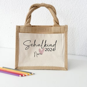 Jute Tasche Schulkind 2025 | Geschenk Einschulung mit Namen | Jute Beutel | Personalisierte Geschenke | Kleines Geschenk | Danke