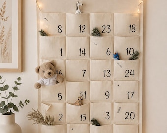 Personalized XXL Advent calendar for children to fill themselves, 24 pockets, fabric calendar