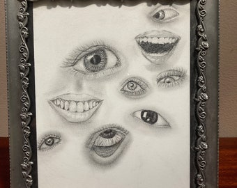 Dessin Encadré Des Yeux Et Des Bouches