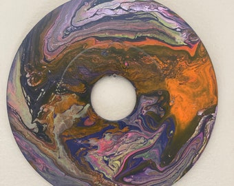 Orange and Purple Acrylic Pour Record