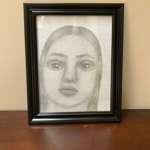 Framed Graphite Realism Portrait Of Woman