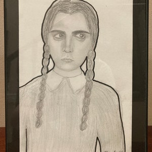 Framed Portrait of 1991 Addams Family Wednesday Addams