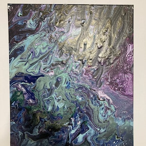 Multicolor Acrylic Pour Art On Canvas Unique Design