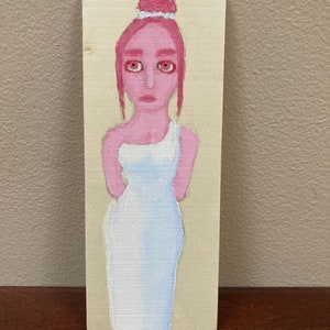 Pink Bride Painting On Wood