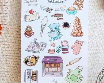 Day of Pâtissier Sticker Sheet Journal stickers Baking Stickers Matte stickers Planner stickers Scrapbook stickers