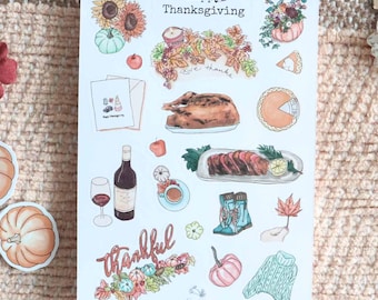 Happy Thanksgiving Sticker Sheet l Fall Stickers l Matte l Planners Bullet Journal Scrapbook Stickers