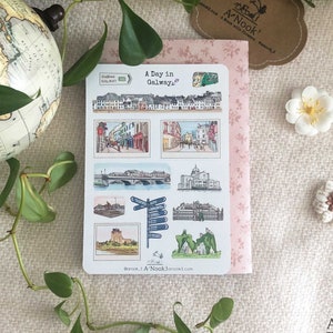 Stickers Galway Irlande Stickers ville Illustration de la ville pour carnet de voyage Stickers agenda Stickers scrapbooking Stickers carnet