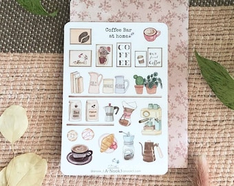Home Cafe sticker sheet Coffee Bar at home Coffee Sticker sheet Journal stickers
