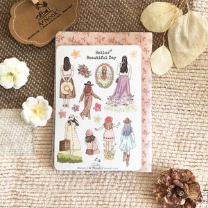 Feuille d'autocollants Hello Beautiful Day pour Bullet Journal Stickers esthétiques pour journal Stickers agenda Stickers scrapbooking