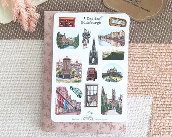 Edinburgh Travel Stickers: Scotland Scrapbook Planner Stickers