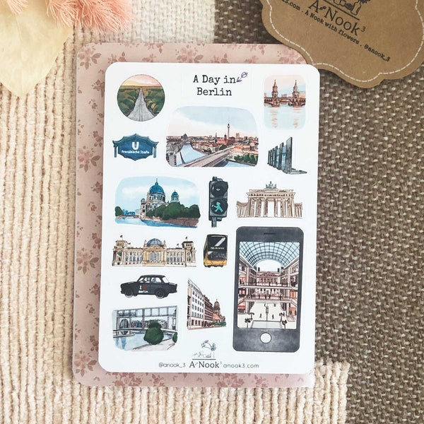 Berlin Stickers for Travel Journal Stickers for Travel Planner Berlin art sticker for Scrapbooking