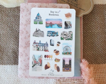 Montreal Sticker Sheet l Travel Stickers l City Illustration l for Planners Bullet Journal Notebook or Scrapbook