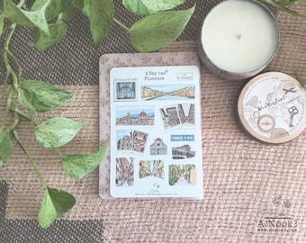 Florence Italy Travel Sticker Sheet: Italy City Illustration Journal Stickers for Planners