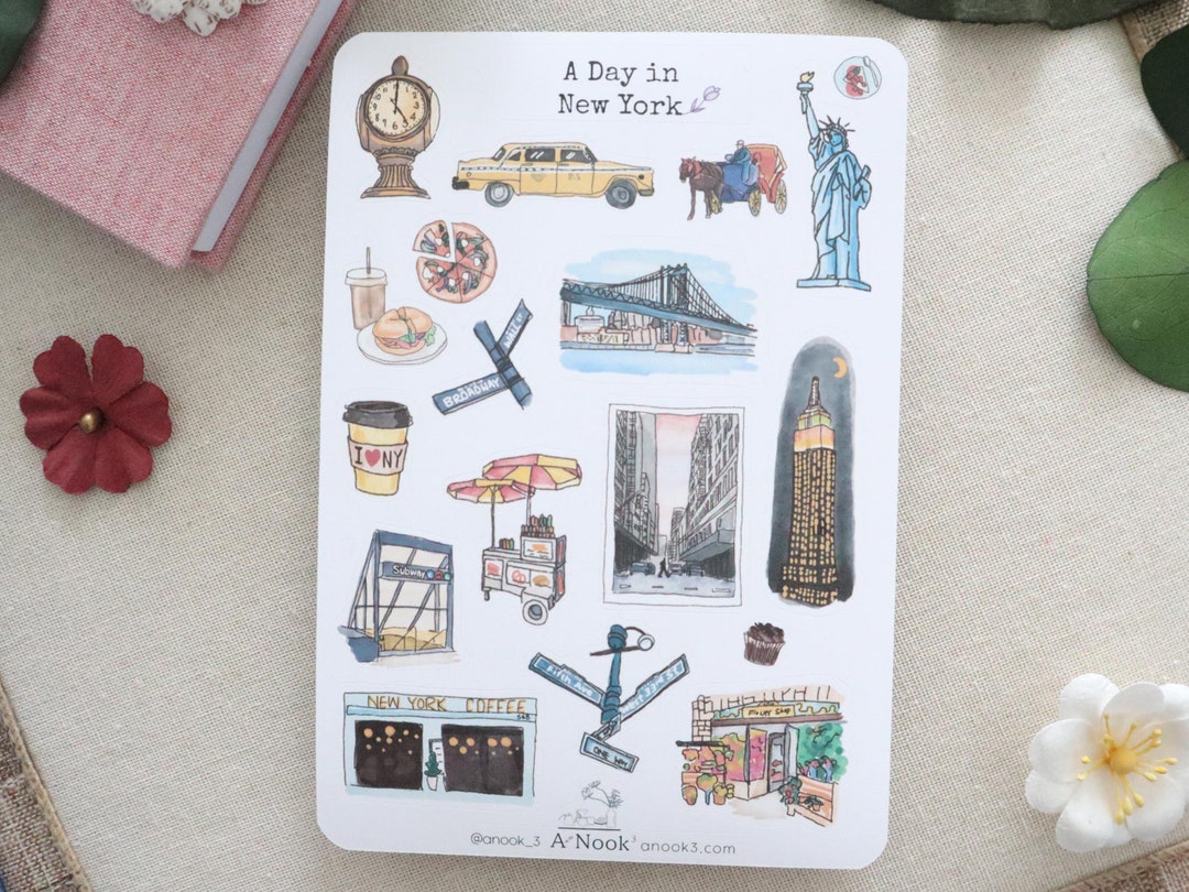 New York Stickers for Travel Journal New York Art Sticker for Travel