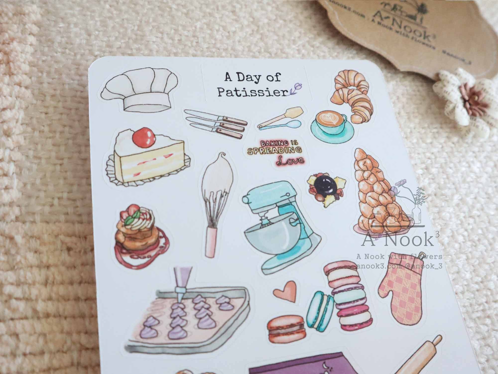 Day of Pâtissier Sticker Sheet L Baking Stickers L Matte L for Planners Bullet Journal Scrapbook