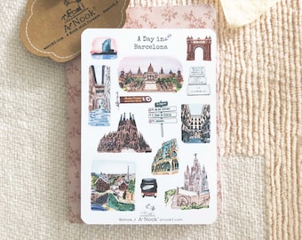 Barcelona Travel Stickers: Spain Scrapbook Stickers, Journal Planner